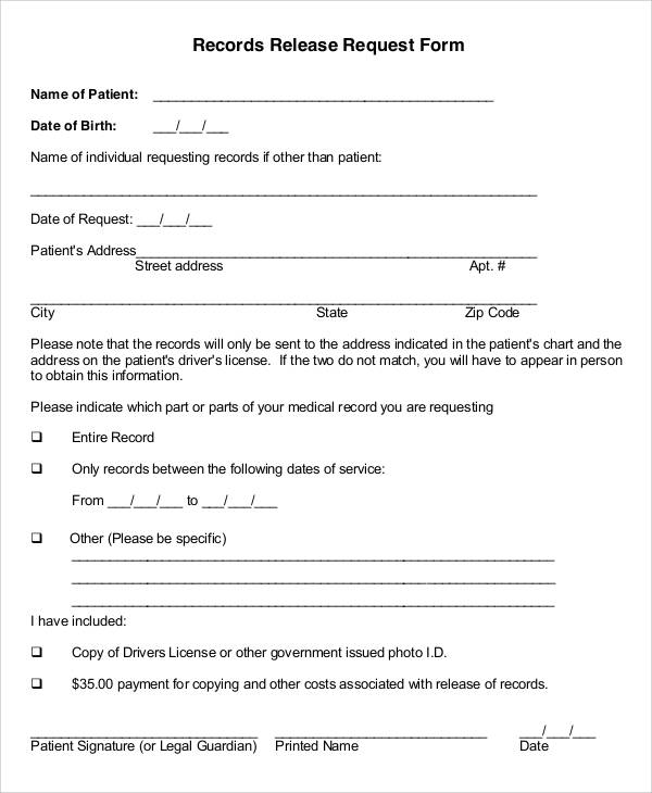 records release request form