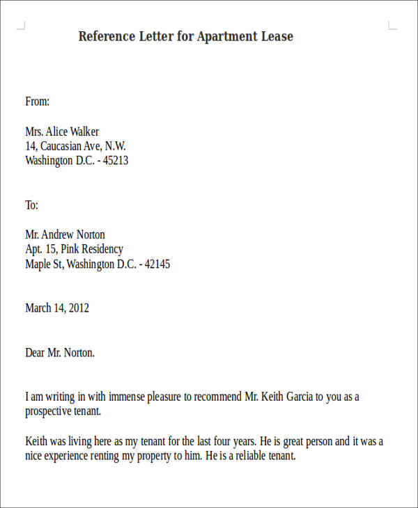Letter Of Recommendation For Apartment Rental from images.sampletemplates.com