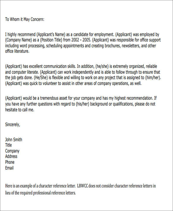 Sample Reference Letter for Schools - 7+ Examples in PDF, Word