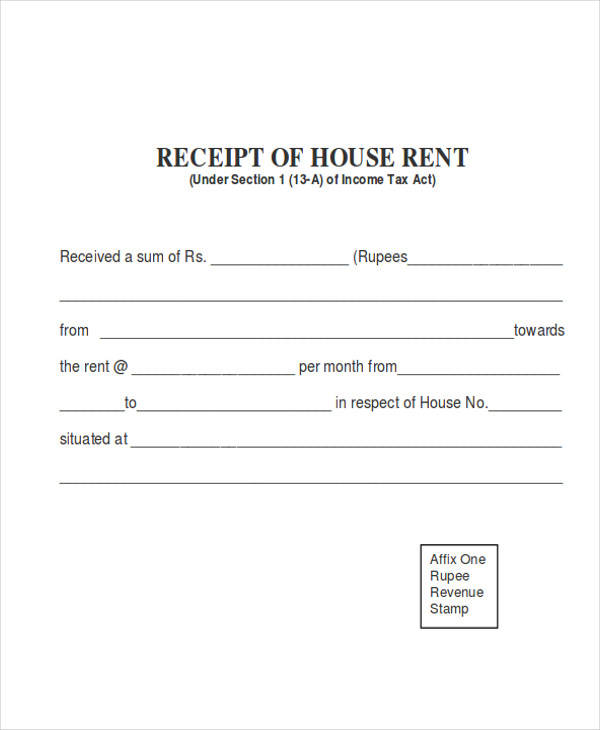 rent house receipt form