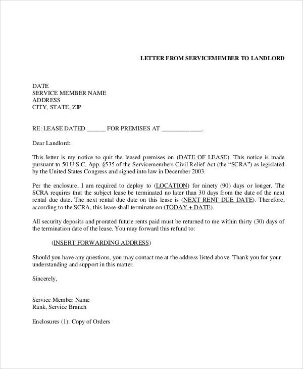 rental lease termination letter