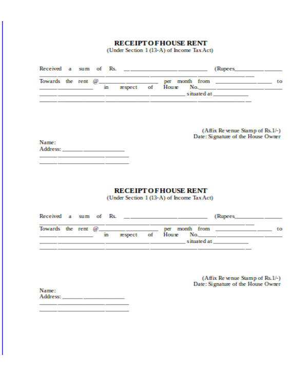 rental property payment receipt