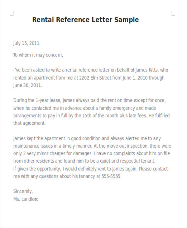 Reference Letter For Rent from images.sampletemplates.com