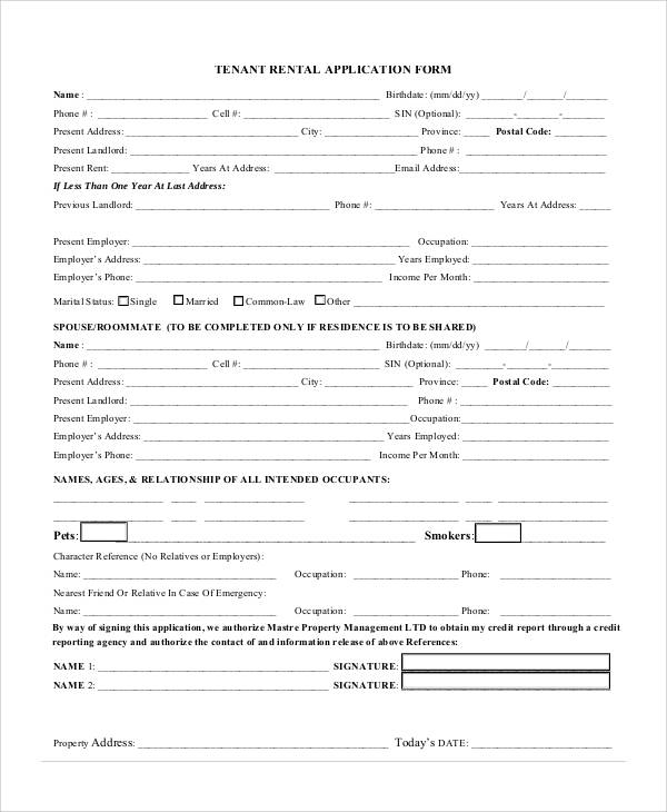 rental tenant application form1