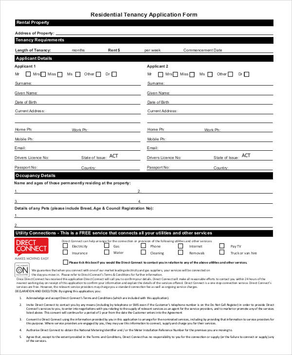 residential tenancy application form