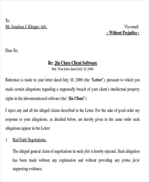 25 pdf LAWYER'S LETTER RESPONSE PRINTABLE DOCX DOWNLOAD - * LawyerLetter