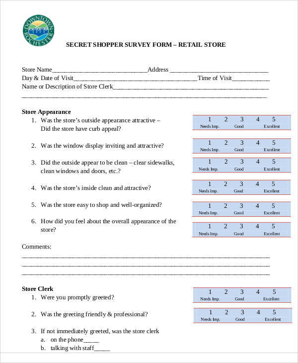 retail product survey form