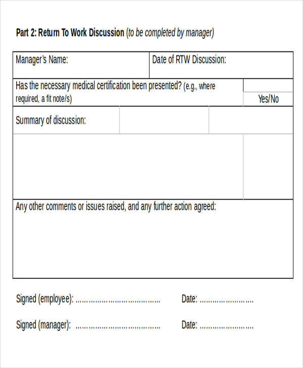 FREE 7 Return To Work Note Samples In MS Word PDF