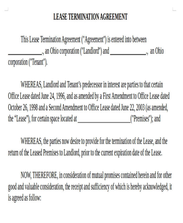 termination of agreement templates