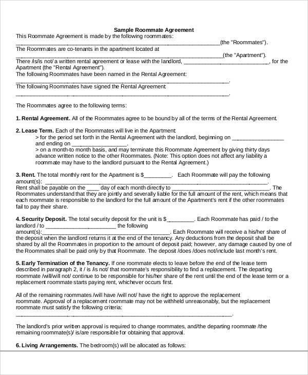 roommate agreement form1