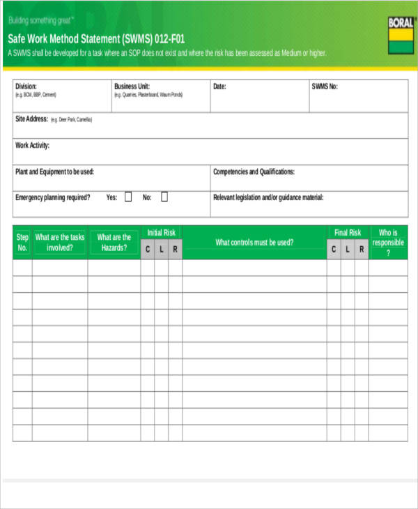 safe work method statement form2