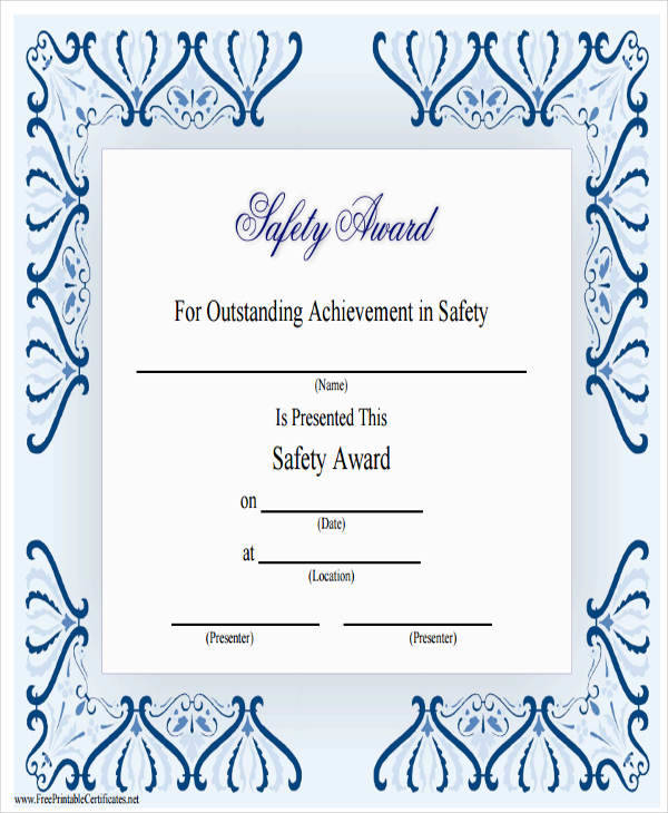 safety achievement award certificate2