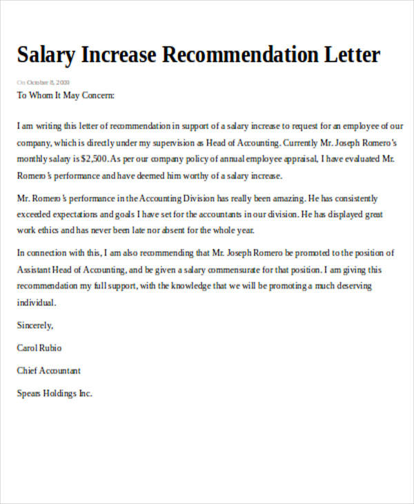 How To Write A Letter About Salary Increase