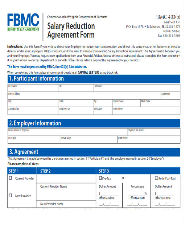 Salary Reduction Agreement Template