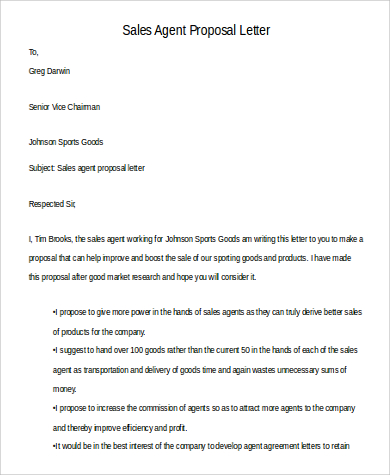 sales agent proposal letter