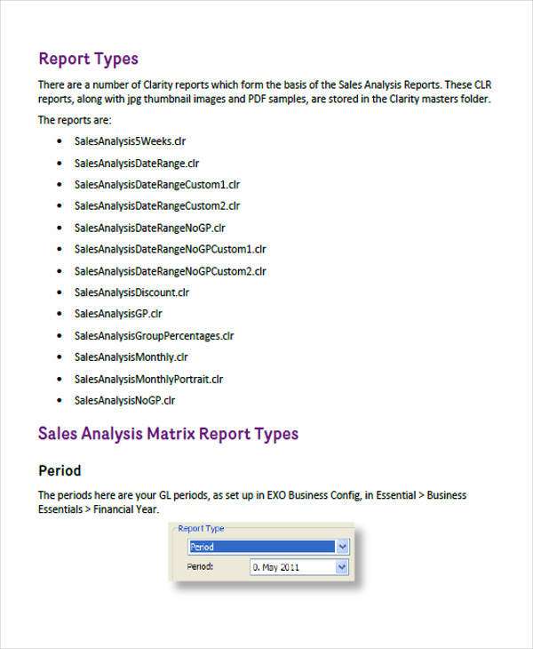 sales analysis matrix report example