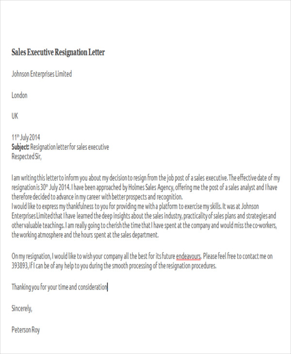 sales executive resignation letter4