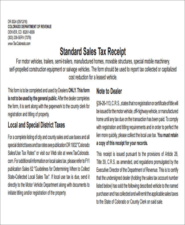 sales tax receipt in pdf