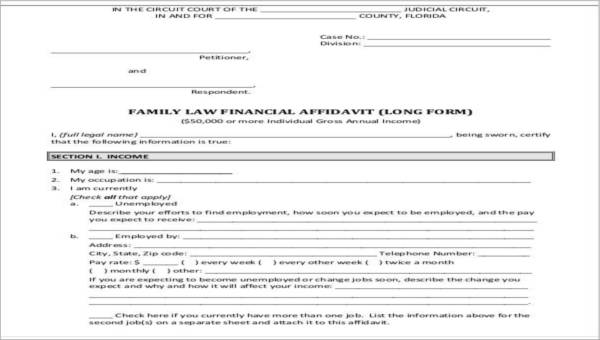 sample affidavit forms in pdf