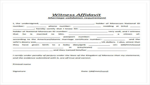 sample affidavit forms