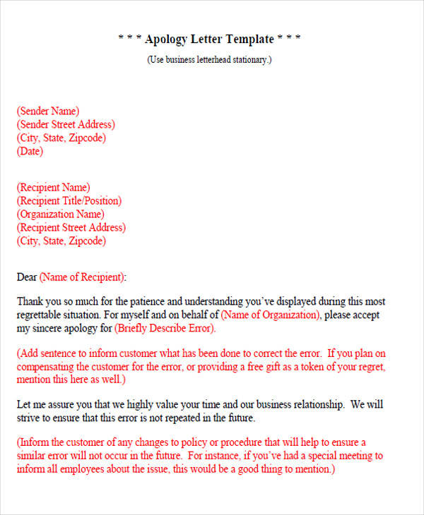 sample apology resignation letter