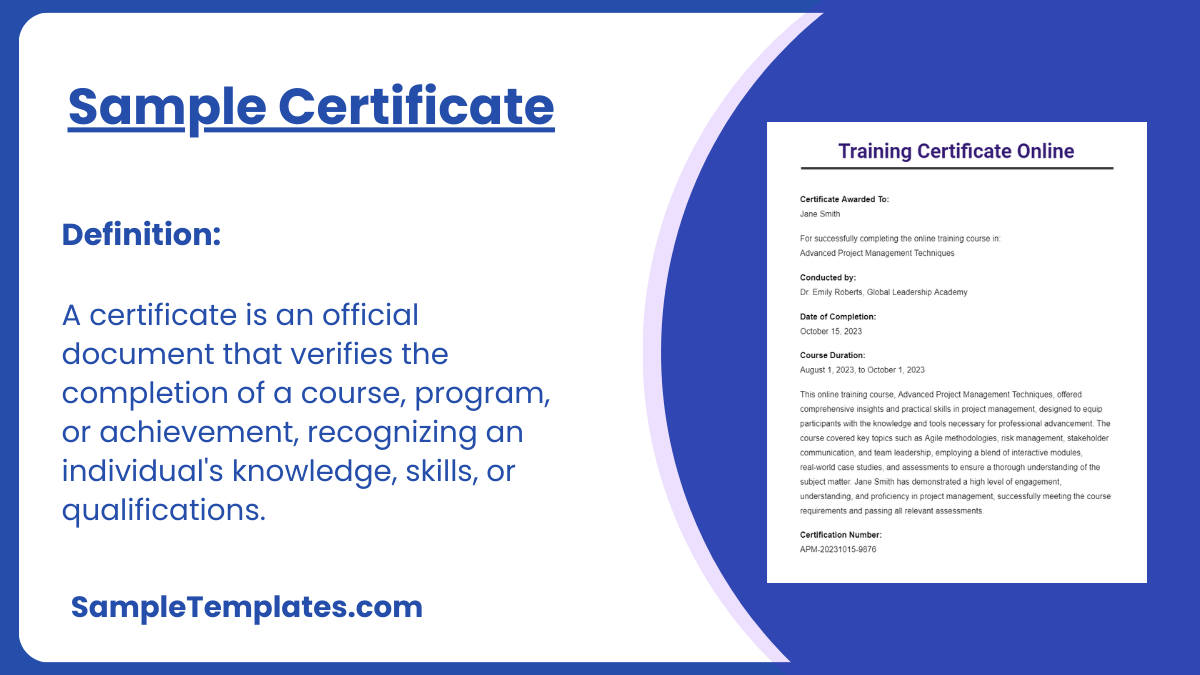 Sample Certificate