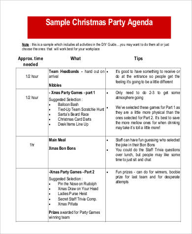 sample christmas party agenda