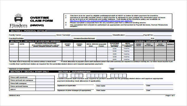 sample claim forms