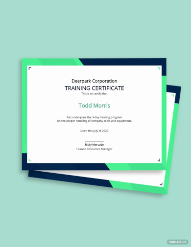 sample company training certificate template