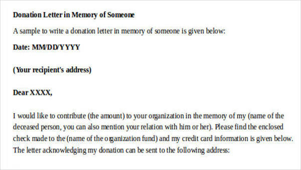 sample donation letters