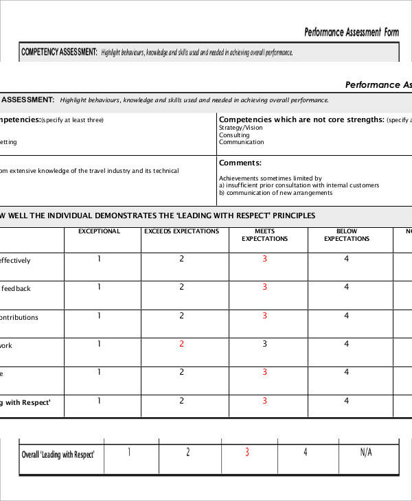 sample employee appraisal form