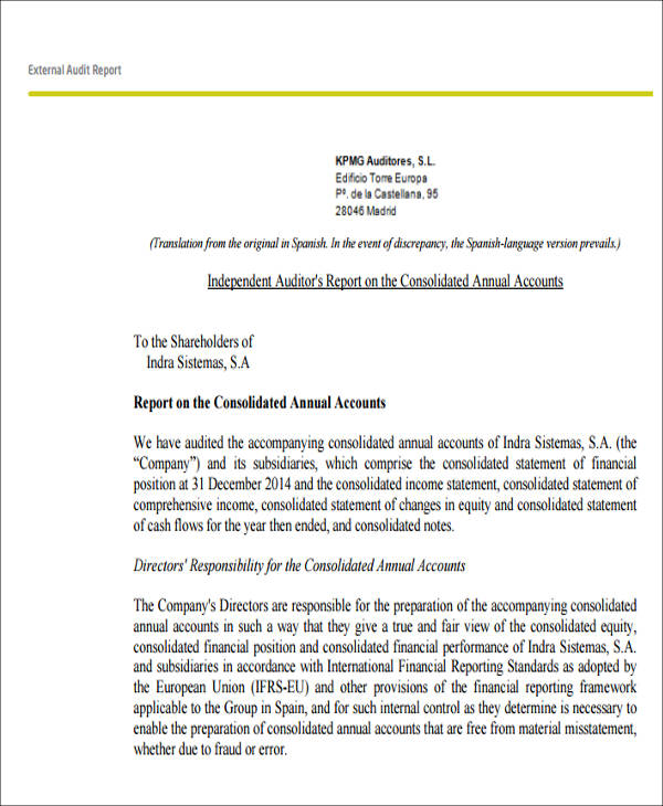 Sample Internal Financial Audit Report