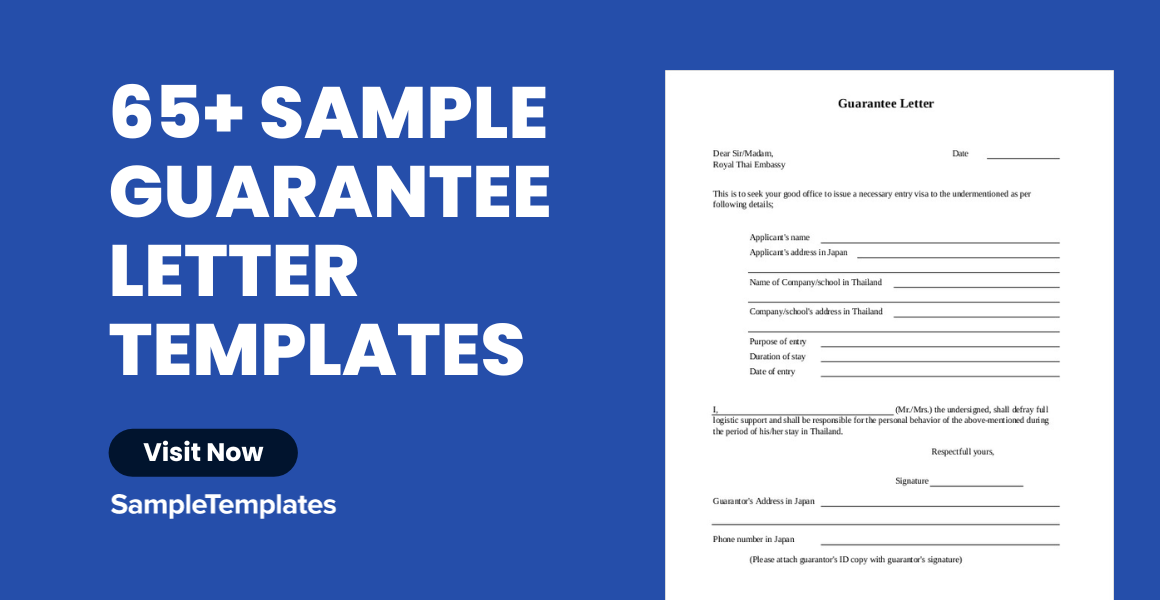 sample guarantee letter templates