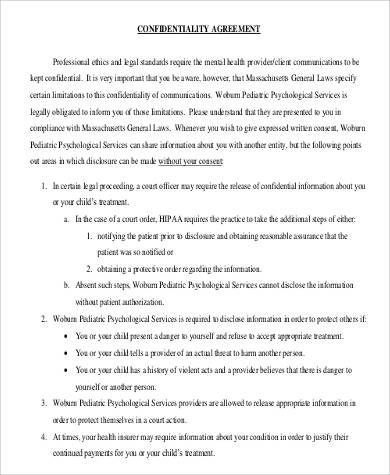 sample legal confidentiality agreement