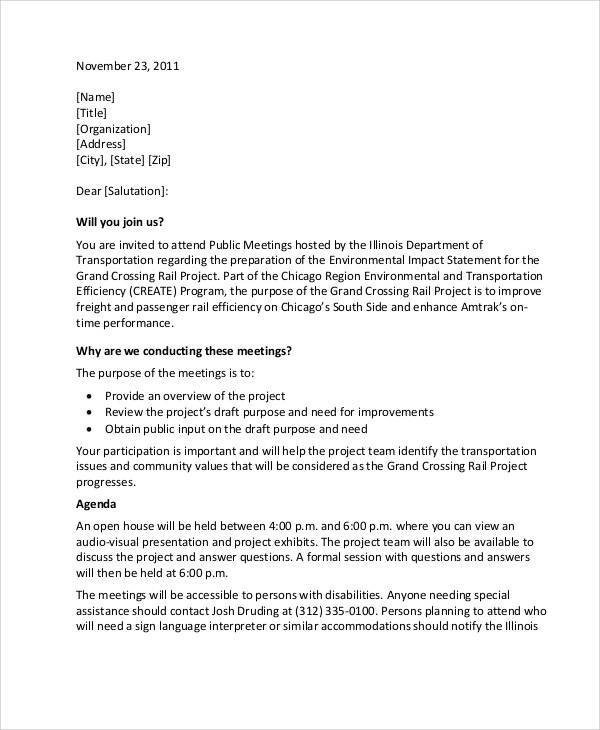 sample meeting invitation letter