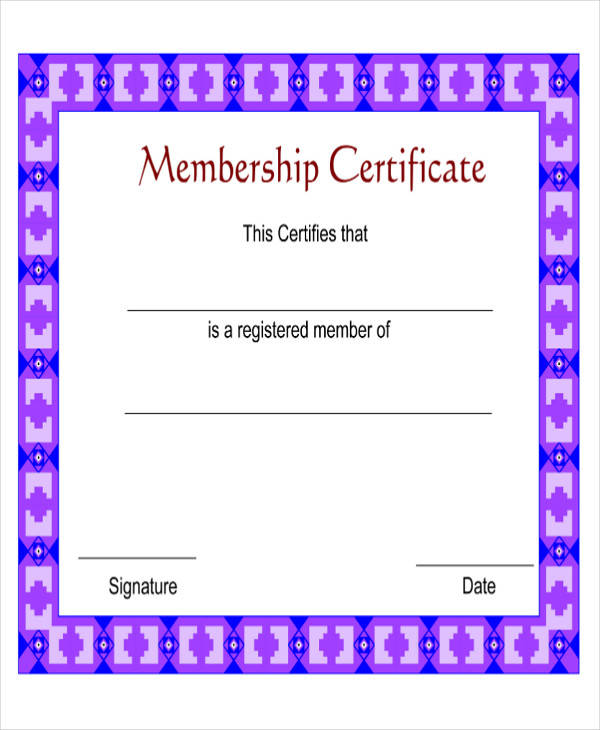 sample membership award certificate