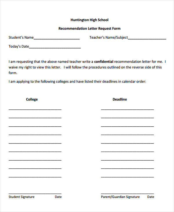 Free 9 High School Recommendation Letter Samples In Ms Word Pdf