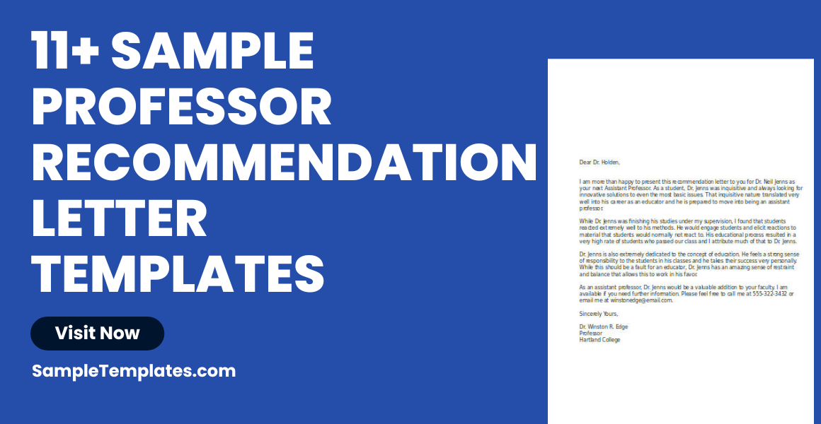 Sample Professor Recommendation Letter Templates