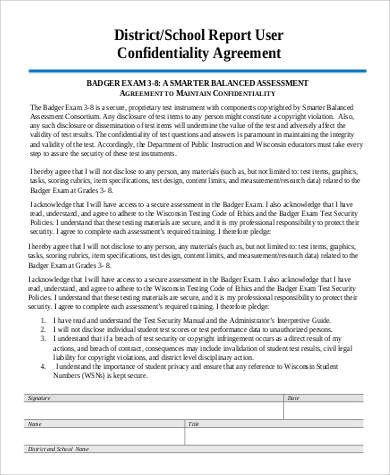 sample report confidentiality agreement