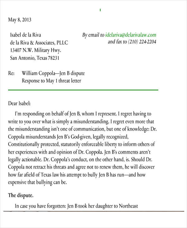 Response Letter Format Sample