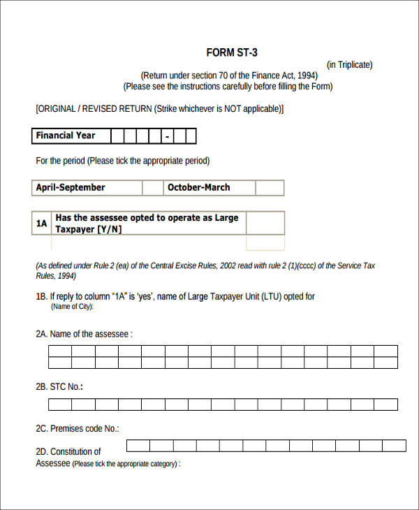sample tax service form