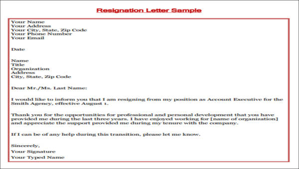 sample teaching resignation letters
