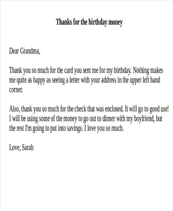 FREE 7 Sample Thank You Notes For Money In MS Word PDF