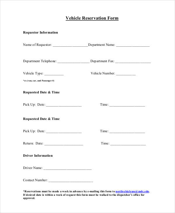 FREE 30 Reservation Forms In PDF