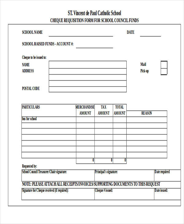 school council cheque requisition form
