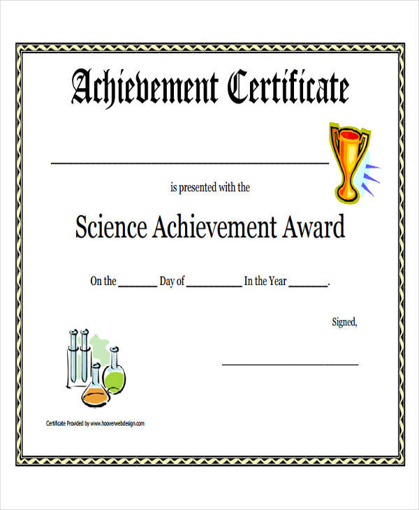 science achievement award certificate