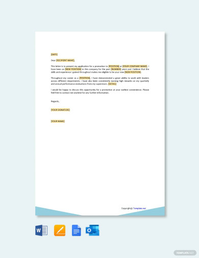 self recommendation letter for promotion template