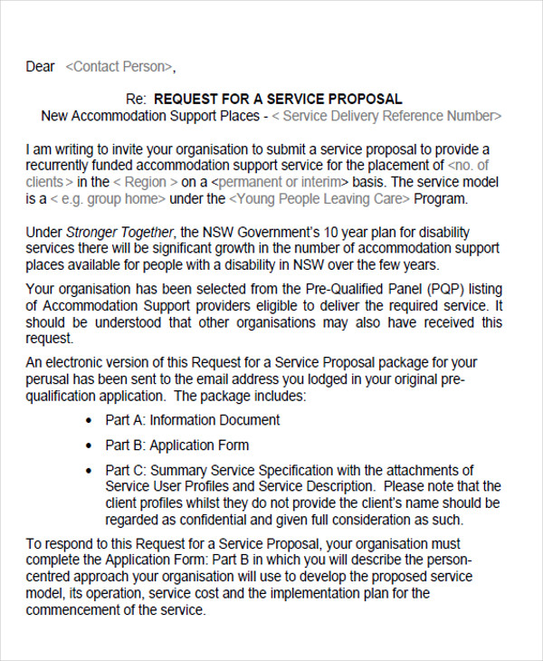 service provider proposal letter