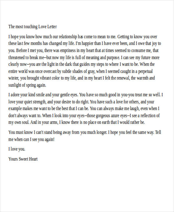 Sweet Love Letter To Girlfriend from images.sampletemplates.com. 