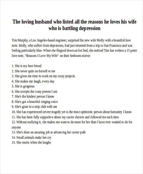 short love letter to wife